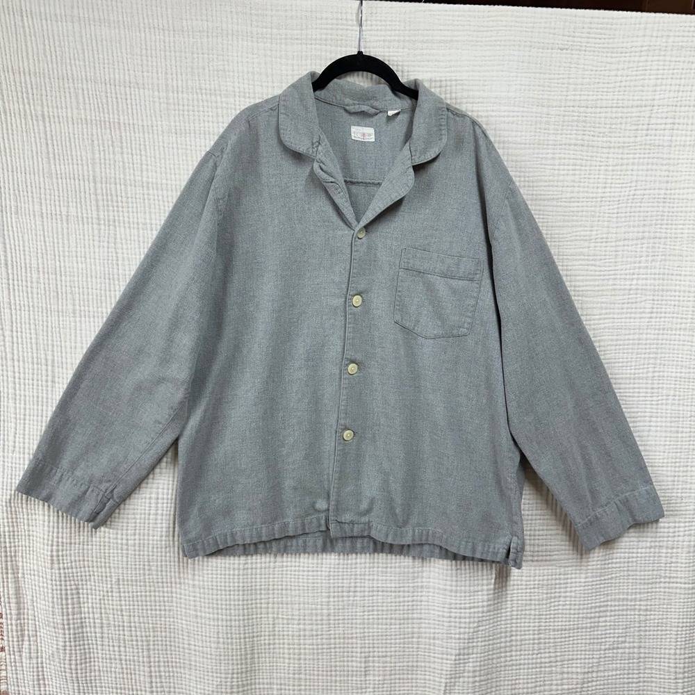 J Crew Oarsman gray cotton flannel button-up pajama top Large